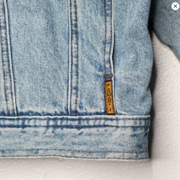 Vintage 90s Armani Jeans Light Wash Denim Jacket Boxy Fit Oversized Trucker - Picture 6 of 14